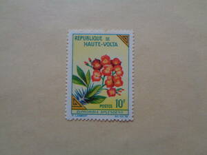 オートボルタ切手　1963年　花切手　Euphorbia milii　ハナキリン　　10F