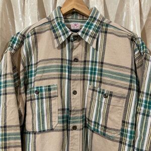 SUGAR CANE× BEAMS 別注 チェック ネルシャツ 長袖 Flannel Check Shirt サイズXL ベージュ系 シュガーケーン×ビームスコラボ