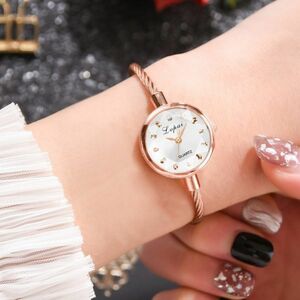 D1005:女性の腕時計 ブレスレット ゴールド カジュアル スモールウォッチ ゴールデン 幾何ガラス カラフルな腕時計 レディースクォーツ時計