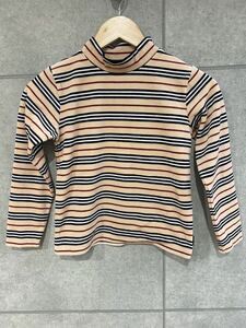 キュート！ 国内正規品 BURBERRY LONDON バーバリー キッズ ハイネック フリース トップス ボーダー ベージュ 130サイズ 子供服 新規×