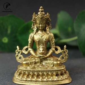 仏教美術　無量寿仏坐像　 置物 チベット 銅 　真鍮　阿弥陀如来坐像