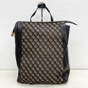 1425◎ イタリア製 Bottega Veneta ボッテガ ヴェネタ バッグ 鞄 リュックサック バックパック ロゴ 総柄 ダークブラウン レディース