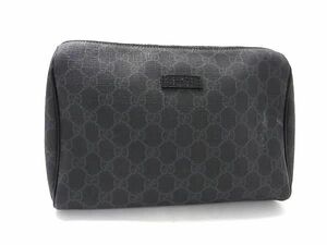 1円 ■極美品■ GUCCI グッチ 162790 GGスプリーム PVC クラッチバッグ セカンドバッグ マルチポーチ ダークグレー系 FC0583