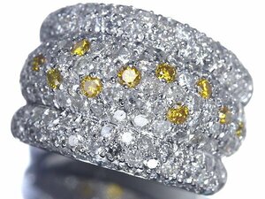 IKM10962SS【1円～】新品【RK宝石】《Diamond》豪華! 極上イエローダイヤ 極上クリアダイヤ 総計4.1ct! K18WG 超高級リング パヴェ ダイヤ