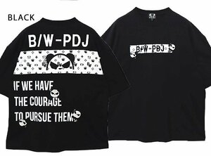 B/W-PDJ RELAXシリーズ モノグラムルーズシルエットTシャツ◆PANDIESTA JAPAN ブラックLサイズ 523882 パンディエスタジャパン パンダ