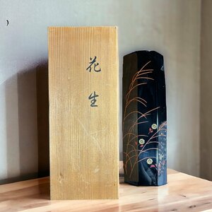 【FU10】[美品] 金蒔絵 花瓶 八角形 壺 金彩 生け花 花器 漆器 陶器 花生 置物 漆芸 インテリア