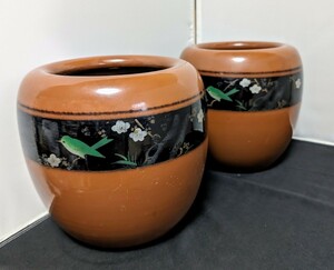 火鉢　２個セット　陶器　茶道具 水鉢　(02086