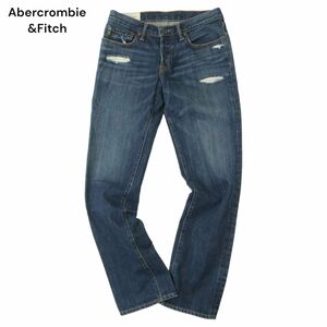 Abercrombie&Fitch アバクロンビー＆フィッチ SLIM STRAIGHT ダメージ加工★ スリム デニム パンツ ジーンズ Sz.30　メンズ　A4B01651_3#R