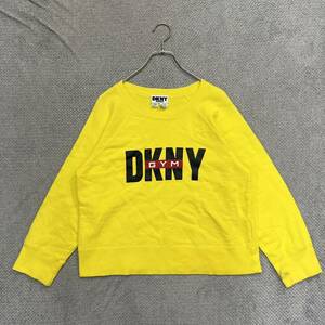 100円スタート♪ （14）DKNY jeans ダナキャランニューヨーク　ロゴスウェット　サイズM　長袖トレーナー　ラグラン　コットン　イエロー