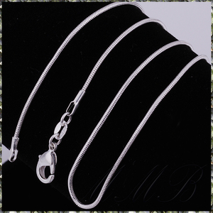 [NECKLACE] 925 Sterling Silver Plated Snake Chain シルバー スリム スネーク チェーン ネックレス φ1.1x400mm (3g) 