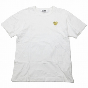 プレイコムデギャルソン PLAY COMME des GARCONS ゴールドハート ワッペン Tシャツ 半袖 カットソー プルオーバー L 白 AZ-T216/2/15 メン