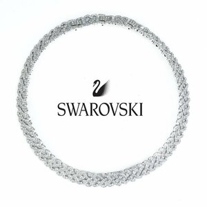 【1円/美品】スワロフスキー SWAROVSKI Diamanta ネックレス チョーカー スワロクリスタル シルバー系 別売りアジャスター 箱付き♪