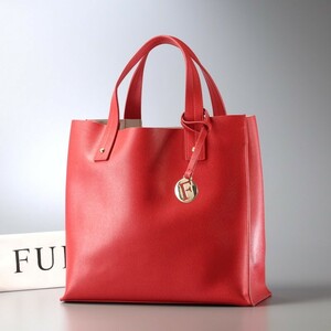 MG2466*FURLA フルラ*レザーハンドバッグ*トートバッグ*ロゴチャーム付き*鞄*レッド