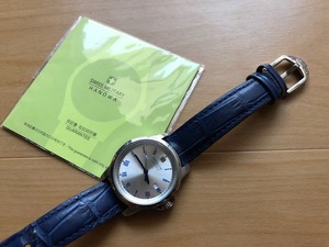 良品 保証書付 SWISS MILITARY スイスミリタリー SWISS MADE デイト 14255L シルバー×ブルー 純正革ベルト クオーツ 腕時計