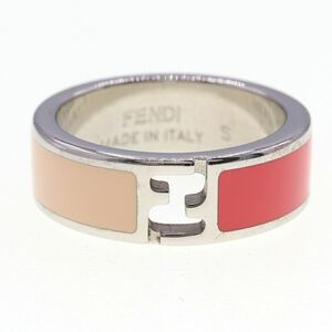 フェンディ リング FFモチーフ ピンク ライトピンク シルバー メタル Sサイズ 中古 バイカラー 指輪 アクセサリー Fロゴ