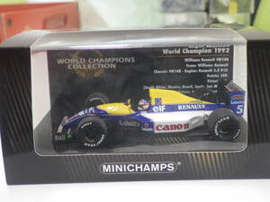 【送料無料】1/43 ミニチャンプス ウイリアムズ・ルノー FW14B ワールドチャンピオン1992 ♯5 N.マンセル 付属タバコデカール未開封