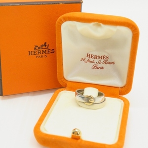 #apzj エルメス HERMES リング ダブルトゥルーリング 13号 コンビ ベルトモチーフ シルバー SV925 750 k18 レディース [728664]