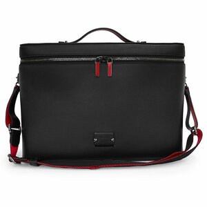 （未使用　展示品）クリスチャンルブタン Christian Louboutin キピドック 2WAY ショルダー ビジネスバッグ カーフスキン 黒 赤 3195043