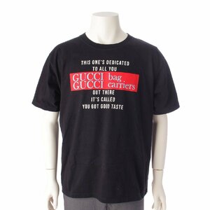 【グッチ】Gucci　メンズ You Got Good Taste プリント コットン Tシャツ カットソー ブラック XS 【中古】【正規品保証】195360