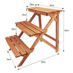 三段式のデザイン　ガーデニング　フラワースタンド　木製