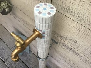 作善堂オリジナル　タイル水栓柱　1370ｍｍ　1000ｍｍ長さお選びください　外構工事　立水栓　水栓柱　デザインＹ