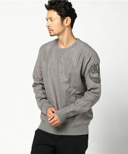 希少 新品 Timberland ティンバーランド ツリーロゴ スウェット トレーナー S(M) グレー 袖ロゴ フリース セーター ボア パーカー Tシャツ