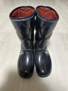 YR10)長靴　靴　23.5cm 日本製　EEE 幅広　キルティング　オシャレ　ブーツ　Boots バイカラー　ネイビー　紺　