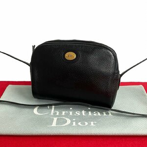 ほぼ未使用 極 美品 Christian Dior ディオール ヴィンテージ ロゴ レザー ミニ ショルダーバッグ ポシェット ブラック 69281