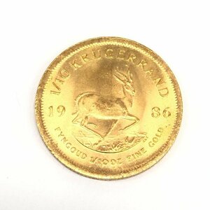 K22　南アフリカ共和国　クルーガーランド金貨　1/10oz　1986　総重3.5g【CDAJ7022】