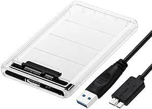 透明な 2.5インチ HDDケース USB 3.0接続 SATA対応 HDD/SSD 外付け ドライブ ケース ネジ&工具不要 簡