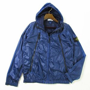 r6a030105★STONE ISLAND ストーンアイランド コーティングナイロン ジップパーカー ブルー系 M