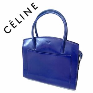 【送料無料】celine セリーヌ トートバッグ ハンドバッグ ブルー 青　レディース　カバン　レッド　赤　ロゴ刻印　レザー