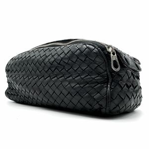 1円【極上】BOTTEGA VENETA ボッテガヴェネタ クラッチバッグ セカンドバッグ イントレチャート レザー 本革 ブラック メンズ 大容量