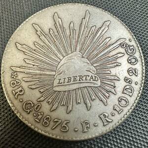 古錢　メキシコ　1875年 　コイン　AC7 大型銀貨 貿易銀 重さ26.5g 美品