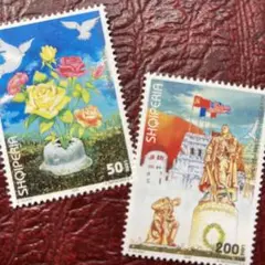 48867セール現品限り　外国切手未使用　アルバニア発行大戦終結2種揃
