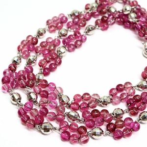 《K18WG 天然ピンクトルマリンネックレス》M 約18.4g 約61.5cm tourmaline pink necklace ジュエリー jewelry EA5☆