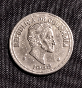 アンティークコインコロンビア 20 centavos白銅貨1963