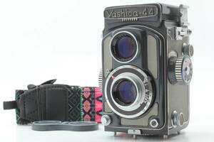 ヤシカ Yashica-44 A Yashikor 60mm f/3.5 4x4判 二眼レフカメラ 新品ストラップ/純正レンズキャップ付き シャッターOK！
