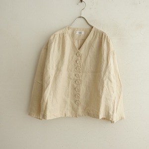 【定価2万】アトリエナルセ atelier naruse *kurumi button linen classical blouse*F麻kinariシャツ(25-2404-331)【21E42】