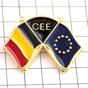 ピンバッジ・ベルギー国旗EU欧州連合ユーロ旗◆フランス限定ピンズ◆レアなヴィンテージものピンバッチ