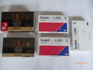 β　ベータビデオテープ　SONY　MasterHG　スコッチ　L-250　計6本