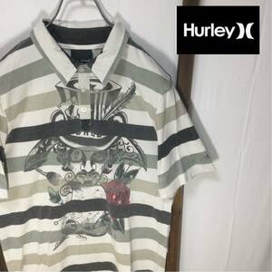 Hurley X ハーレー ボーダー でかプリント ポロシャツ