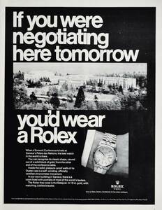 稀少・広告！1967年ロレックス 時計広告/Rolex Oyster Dayjust/Watch/国連ジュネーブ本部/Y