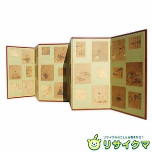 【中古】O▼屏風 六曲半双 歌仙 和歌 俳諧 短冊 (30954)