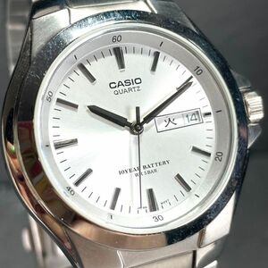 CASIO カシオ MTP-1228DJ-7A 腕時計 アナログ クオーツ カレンダー 3針 ホワイト文字盤 メンズ メタルベルト 新品電池交換済み 動作確認済