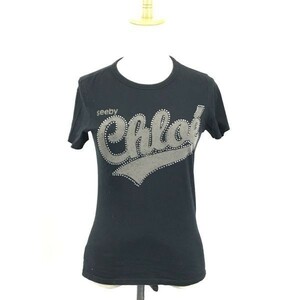 SEE BY CHLOE/シーバイクロエ★半袖Tシャツ/ラインストーン付【レディースM/38/黒/ブラック】◆BG395