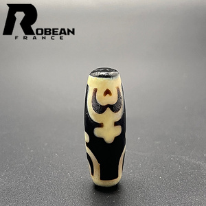 レア EU製 定価5万円★ROBEAN・チベット老玉髄・天珠★パワーストーン アクセサリー 天然石 瑪瑙 金運 お守り 約39.2*13.3mm 1004T005