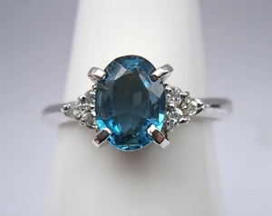 ★K&Yジュエリー工房★ルースの鑑別書付き　リング　天然ブルートパーズ1.282ct.(ブラジル産)　ダイア　Pt900　新品★