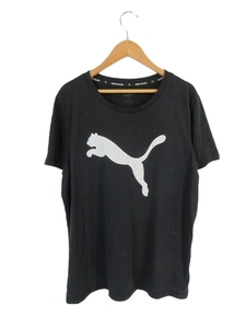 プーマ PUMA Tシャツ カットソー 半袖 クルーネック 国内正規 ロゴ プリント 黒 XL QQQ レディース