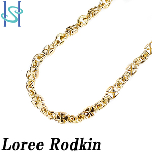 ローリーロドキン チェーンネックレス K18YG ダイヤモンド クロス 十字架 Loree Rodkin 美品 中古 SH97604